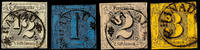 Thurn & Taxis Ortsstempel HANAU - single circle postmark without date of application, so-called trial cancel, each clear on 1 / 2, 1, 2 and 3 Sgr. I. Is -
