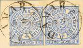Thurn & Taxis Nachverwendungen HADAMAR 5 9 - single circle cancel, two clear strikes on piece in outstanding quality horizontal pair North German Postal Dist -