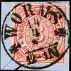 Thurn & Taxis Nachverwendungen WORMS - single circle postmark with crosses and without year date, wonderful clear on piece North German Postal District 3 Kr. -