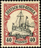 Deutsch-Neuguinea 40 Pf . Ship drawing, not listed plate flaw additional line right at stream plume, unused -