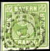 Bayern offene Mühlradstempel 91 - FREISING, centric clear on full margins extremely fine copy 9 Kr. -