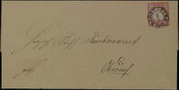 Thurn & Taxis Nachverwendungen ELGERSBURG 2 9 1874 - two ring cancel, extremley fine clear on cover 1 Gr. Great breast shield to Ohrdruf. Stamp above a perfo -