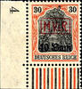 Rumänien 15 B. On 15 Pfg. -40 B. On 30 Pfg., uniform from the left lower corner of the sheet, mint never hinged, 40 B. Expertized Hey BPP -