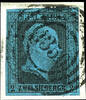 Preußen Nummernstempel 2 Silbergroschen 1350 - Schoenebeck (government district Magdeburg), S.O.T.N on extremely fine copy 2 silver black on blue on piece, expertize -
