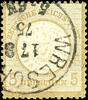 Deutsches Reich 5 Groschen large shield, ochre-brown, special feature being absent perforation hole left in the 13 position - rare, cancelled by single -