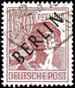Berlin 60 Pfennig black overprint, overprint flaw V bright spot at the bottom in the B, neat cancelled, expertized Schlegel D. BPP, Michel 280. -