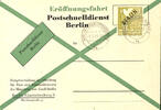 Berlin 1 Mark black overprint used BERLIN CHARLOTTENBURG2 / 1.3.49 on official First Day Cover to the opening of the Postal service fast se -