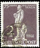 Berlin 2 Mark 75 years Universal Postal Union (Universal Postal Union) , plate flaw I bulge at the bottom of monument base, used, in perf -