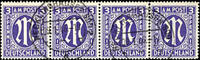 Bizone 3 Pfg. First issue of stamps for Germany after WW II., perforated 14 3 / 4 : 14 1 / 2, horizontal block of four, in pairs neat c -