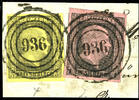 Preußen Nummernstempel 936 - Merseburg (government Bez Merseburg), S.O.T.N on letter piece with extremely fine copies 1 Sgr. Black on rose and 3 Sgr. -