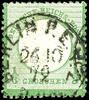 Deutsches Reich 1/3 Groschen 1 / large shield, yellowish green, special feature: about 2 millimeter downward displaced embossment, cancelled by Prussian s -