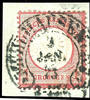 Deutsches Reich 1 Groschen large shield, carmine, special feature strong sublime embossment, left shifted, the incircle in part double is to the right sh -