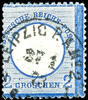 Deutsches Reich 2 Groschen large shield, gray ultramarine, special feature vertical perforation about 1, 5 mm shifted, cancelled by single circle. Leip -