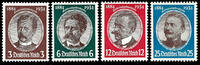 Deutsches Reich 4 Werte 3 Pfg to 25 Pfg. Colonial researcher, 4 values complete mint never hinged, 12 Pfg. Horizontal corrugation, 25 Pfg. Expertized Sc -