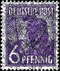 Bizone 6 Pfg worker with net pattern overprint, variety double overprint - one of it inverted, in perfect condition mint never hinged -