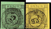 Baden Nummernstempel 95 - MÖSKIRCH, each clear on left truncated corner margin piece 3 Kr. On yellow from right lower corner of the sheet as well o -