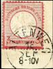 Baden Nachverwendungen ALTENWEG 18 SEP - single circle cancel, clear on piece 3 Kr. Small breast shield, as usual perforated, expertized Unverferth -