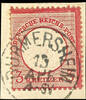 Baden Nachverwendungen DURMERSHEIM 15 April - single circle cancel, clear on piece 3 Kr. Large shield, expertized at best Sommer BPP -