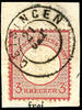 Baden Nachverwendungen GEISINGEN 21 oct - two ring cancel, clear on on piece choise copy 3 Kr. Large shield -
