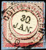 Baden Nachverwendungen GOTTMADINGEN 30 January - two ring cancel, centered on faultless letter piece 3 Kr. Small breast shield -