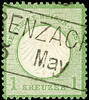 Baden Nachverwendungen GRENZACH 5 May - frame cancel with two lines, clear, centered partial cancel on 1 Kr. Small breast shield, tiny light little s -