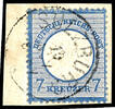 Baden Nachverwendungen SULZBURG 10 NOV - single circle cancel, complete strike on on piece choise copy 7 Kr. Large shield -