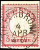 Baden Nachverwendungen TIEFENBRONN 4 April - two ring cancel, centric clear on piece 3 Kr. Small breast shield, expertized at best Sommer BPP -