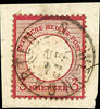 Baden Nachverwendungen Vineyard 24. JAN - two ring cancel, centric inverted on piece 3 Kr. Small breast shield, expertized at best Sommer BPP -