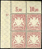 Bayern 1 Mark red lilac on paper y, mint never hinged block of four from the left upper corner with plate number 37, in the margin rest of -