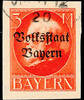 Bayern 3 Mark Ludwig, overprint Peoples State Bavaria, imperforated, neat cancelled, expertized Infla (Helbig) -