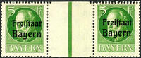 Bayern 5 Pfennig Ludwig as horizontal gutter pair with clean small hinge, sound, Michel - . -
