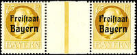 Bayern 75 Pfennig horizontal pair with gutter, unused, photo expertize Helbig BPP -