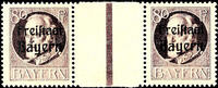 Bayern 80 Pfg., horizontal pair with gutter, unused, photo expertize Helbig BPP -