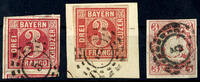 Bayern offene Mühlradstempel 5 - AICHACH, clear on two particular stamps and a letter piece, slight defects -