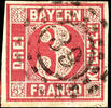Bayern offene Mühlradstempel 3 Kreuzer 39 - Beilngries, S.O.T.N on extremely fine copy square issue -