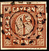 Bayern offene Mühlradstempel 6 Kreuzer 145 - Fürth, S.O.T.N on extremely fine copy square issue -