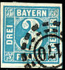 Bayern offene Mühlradstempel 3 Kreuzer 170 - Gründstadt, clear on extremely fine copy square issue -
