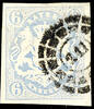 Bayern offene Mühlradstempel 211 (small numerals) - HOF, clear on wide margined 6 Kr. Blue coat of arms, superb in every respect (choice copy) -