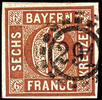 Bayern offene Mühlradstempel 6 Kreuzer 291 - Ludwigshafen, S.O.T.N on extremely fine copy square issue -