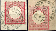 Thurn & Taxis Nachverwendungen GAMMERTINGEN - single circle cancel, clear on two very fine pieces of letter 3 Kr., of it the 3 Kr. Small breast shield in the -