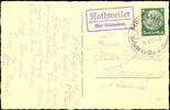 Deutsches Reich - Landpoststempel II Nothweiler / over Bergzabern, clear on picture postcard Nothweiler in the Pfaelzerwald 1937 to Contwig -