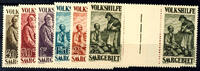 Saargebiet 40 C. To 3 Fr. Peoples help 1928, complete short set in horizontal gutter pairs, impeccable mint never hinged, Michel 720.- -