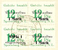 Spremberg 8 Pfg plus 1 M. And 12 Pfg plus 1 M. Reconstruction, perforated and imperforated, each in the block of four, as well each 1 valu -