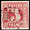 Bayern offene Mühlradstempel 609 - VILSECK, on impeccable, full / wide margined 3 Kr. Red -