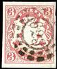 Bayern offene Mühlradstempel 623 - OBERAUDORF, centric clear on full / wide margined 3 Kr. Coat of arms, in the large margin small unevenness -