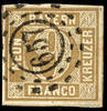 Bayern offene Mühlradstempel 657 - NIEDERASCHAU, clear on full margins extremely fine copy 9 Kr. Brown -