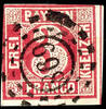 Bayern offene Mühlradstempel 698 - market EINERSHEIM, centric clear on left and above touched 3 Kr. Red -