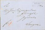 Hannover Ortsstempel Hanover 13.7. I EMDEN, blue route stamp reverse on stampless letter from RHEINE (Prussia) to Lingen -