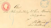 Hannover Ortsstempel Hanover BK - blue two ring cancel, on postal stationery cover 1 Gr. To Vallendar by Coblenz / Prussia, under-franked and posta -