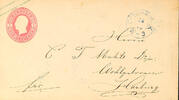 Hannover Ortsstempel OSNABRUECK - blue two ring cancel, on postal stationery cover 1 Gr. To Harburg (arrival cancel) -